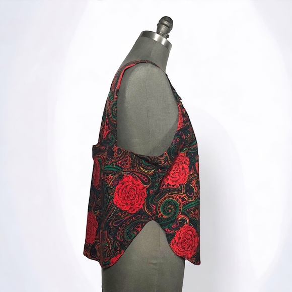 80s Floral Paisley Lingerie Cropped Top - VAL MODE - Vintage Fashion - Picture 2 of 4